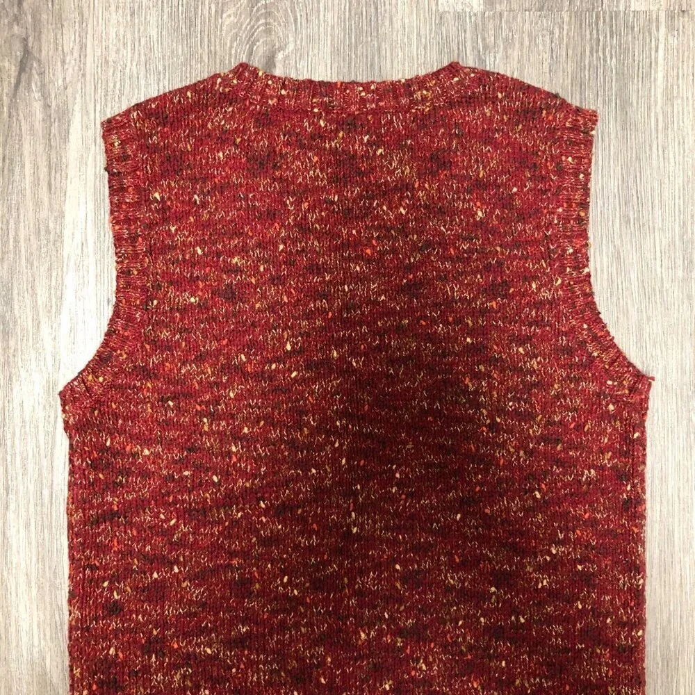 Vintage Talbots Kids Sweater Vest Boys Size 6 Multicolor Red Brown Knit Pullover